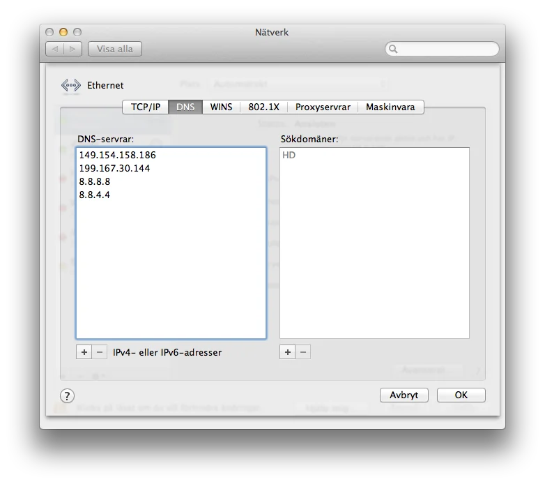Skärmdump från OS X